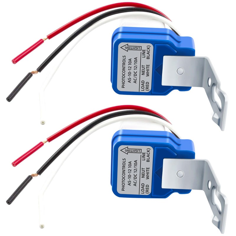 Easytle 2 Pack AC DC 12V 10A Auto On/Off Photocell Light Switch Photocell Photo Switch Photoelectric Control Light Sensor Switch Dusk to Dawn Photocell Sensor for Outdoor Lighting Fixtures - Image 1